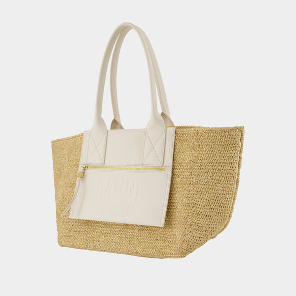 Cabas Easy Medium - Ganni - Raffia - Blanc