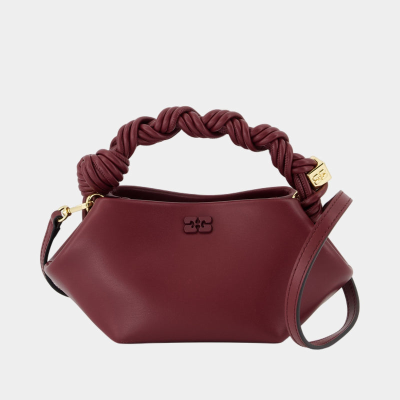 Sac À Bandoulière Bou Mini - Ganni - Cuir - Bordeaux
