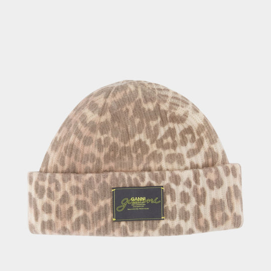 Bonnet Leopard - Ganni - Laine - Imprimé