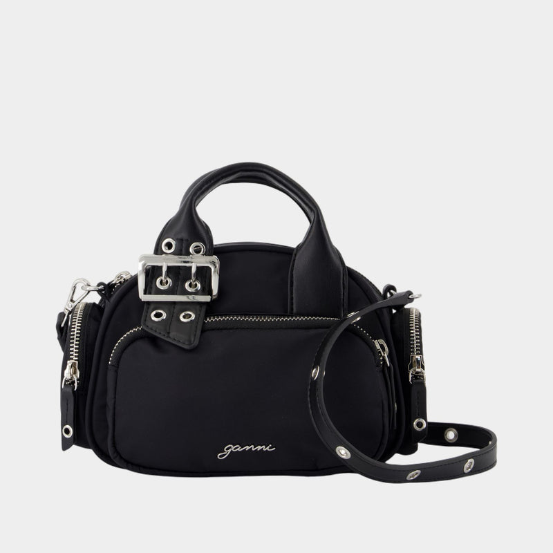 Sac À Bandoulière Bucky Polochon Small - Ganni - Nylon - Noir