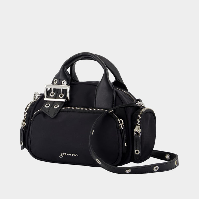 Sac À Bandoulière Bucky Polochon Small - Ganni - Nylon - Noir