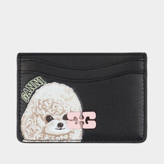 Porte-Carte Bou Animals - Ganni - Cuir - Noir