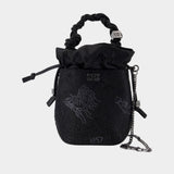 Sac À Main Bou Mini Flower - Ganni - Satin - Noir