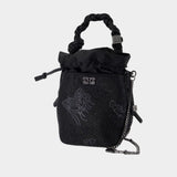 Sac À Main Bou Mini Flower - Ganni - Satin - Noir
