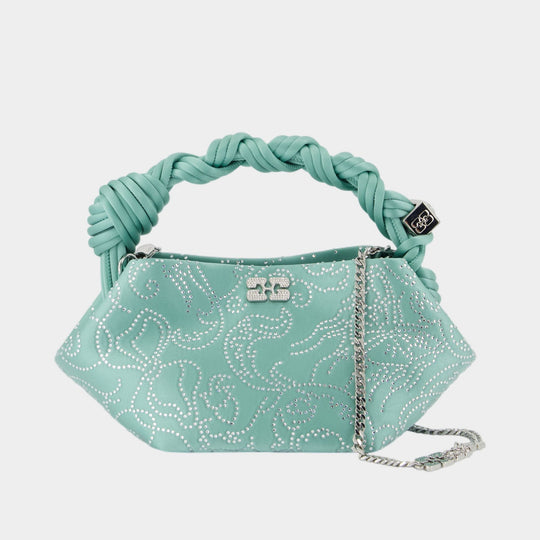 Sac À Bandoulière Bou Mini Flower - Ganni - Satin - Vert