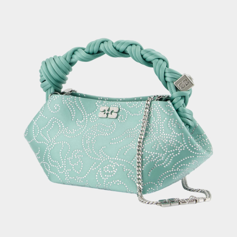 Sac À Bandoulière Bou Mini Flower - Ganni - Satin - Vert