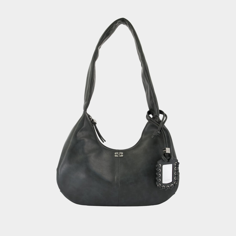 Sac Porté Épaule Bou Medium - Ganni - Cuir - Gris