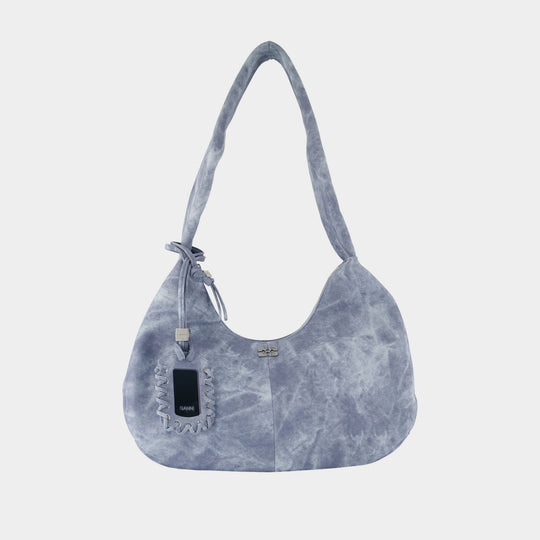 Sac Porté Épaule Bou Medium - Ganni - Cuir - Bleu