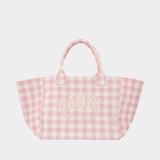 Cabas Xxl Pocket - Ganni - Coton - Rose