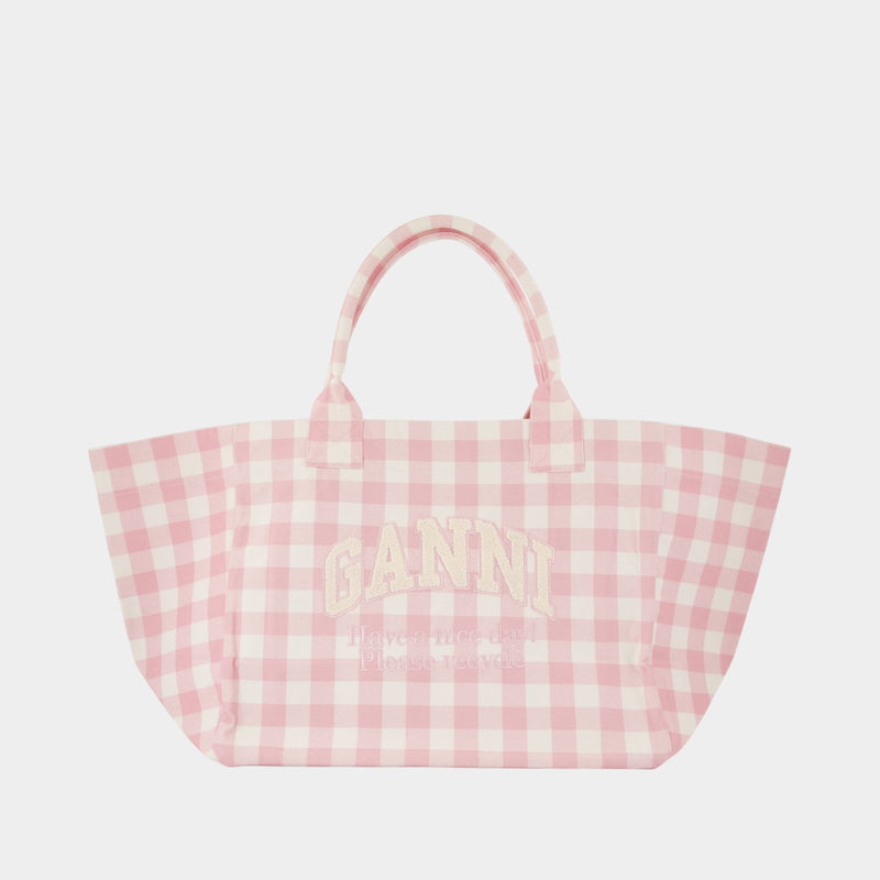 Cabas Xxl Pocket - Ganni - Coton - Rose