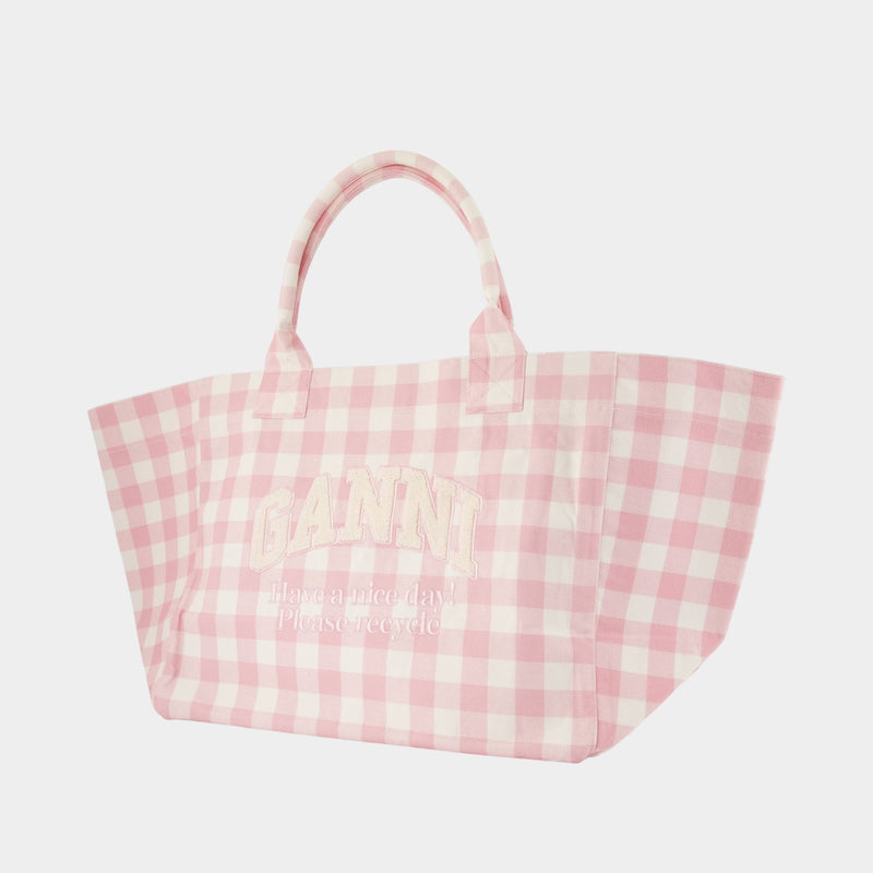 Cabas Xxl Pocket - Ganni - Coton - Rose
