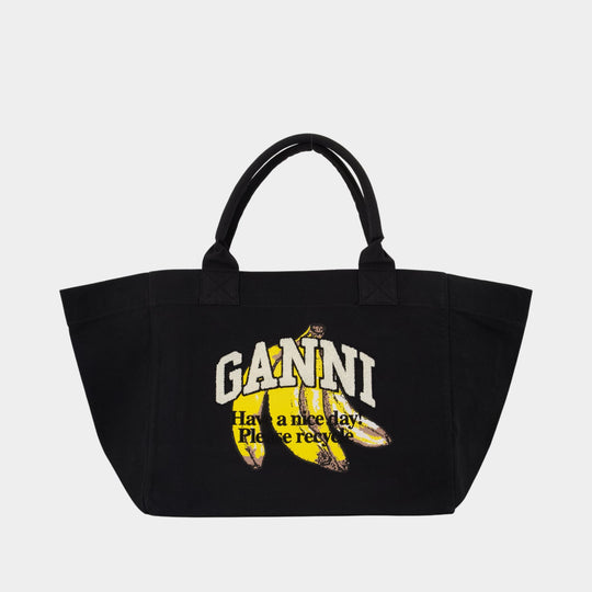 Cabas Xxl Banana - Ganni - Coton - Noir