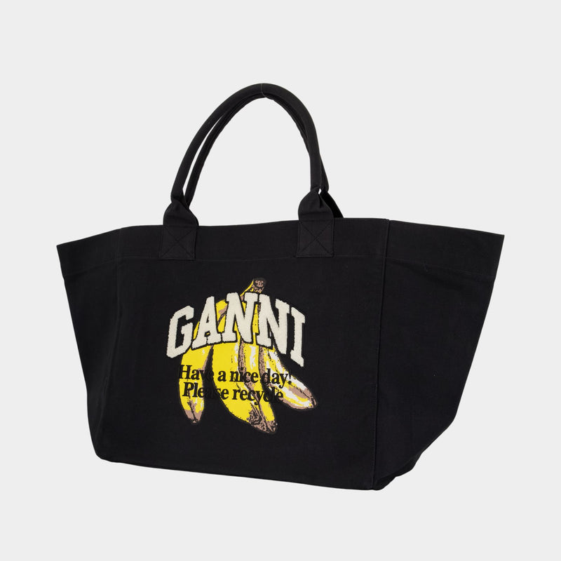 Cabas Xxl Banana - Ganni - Coton - Noir