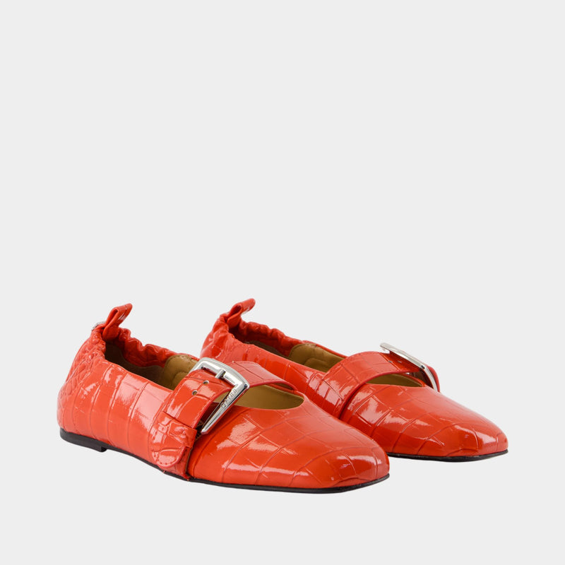 Ballerines Butterfly - Ganni - Cuir - Orange