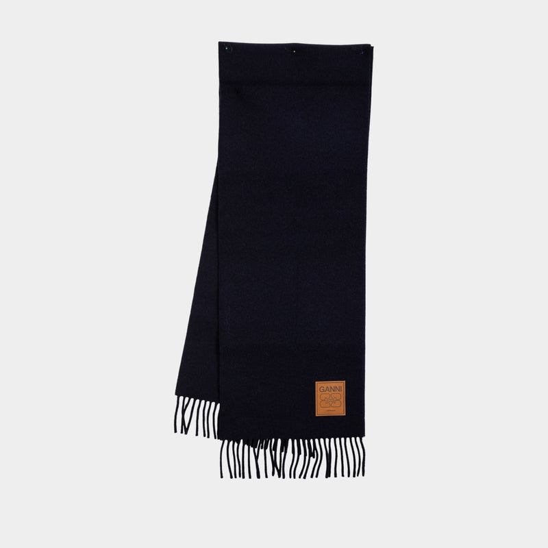 Écharpe Double Face Solid - Ganni - Laine - Noir