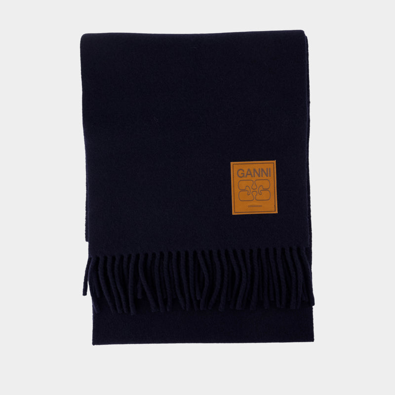 Écharpe Double Face Solid - Ganni - Laine - Noir