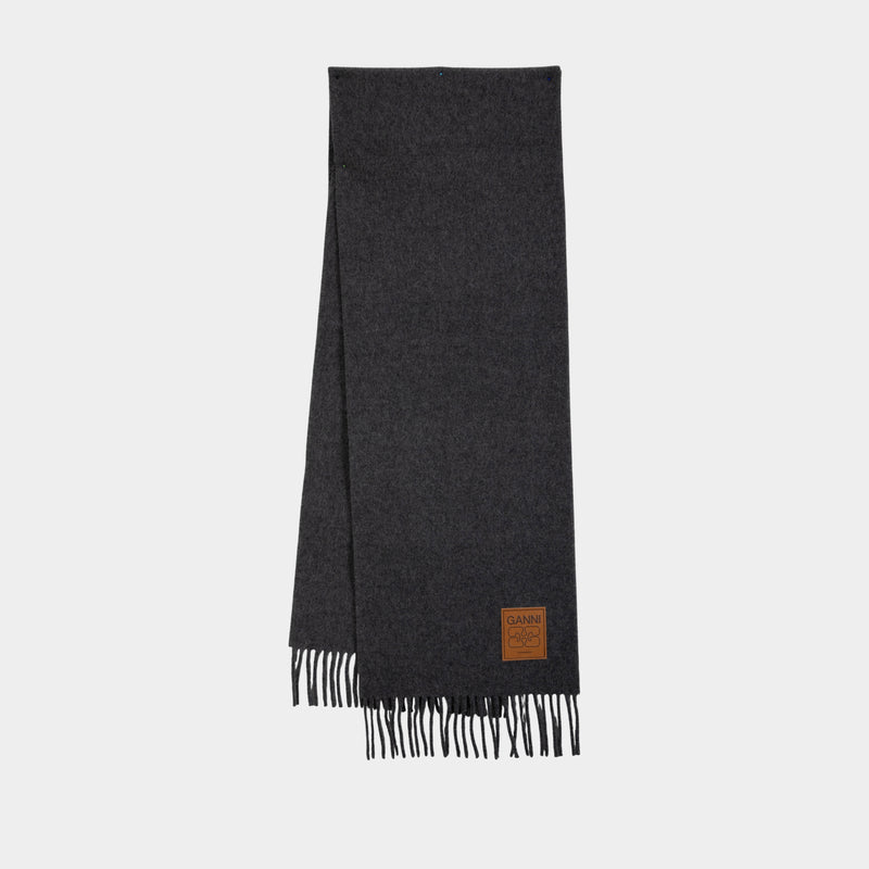 Écharpe Double Face Solid - Ganni - Laine - Gris