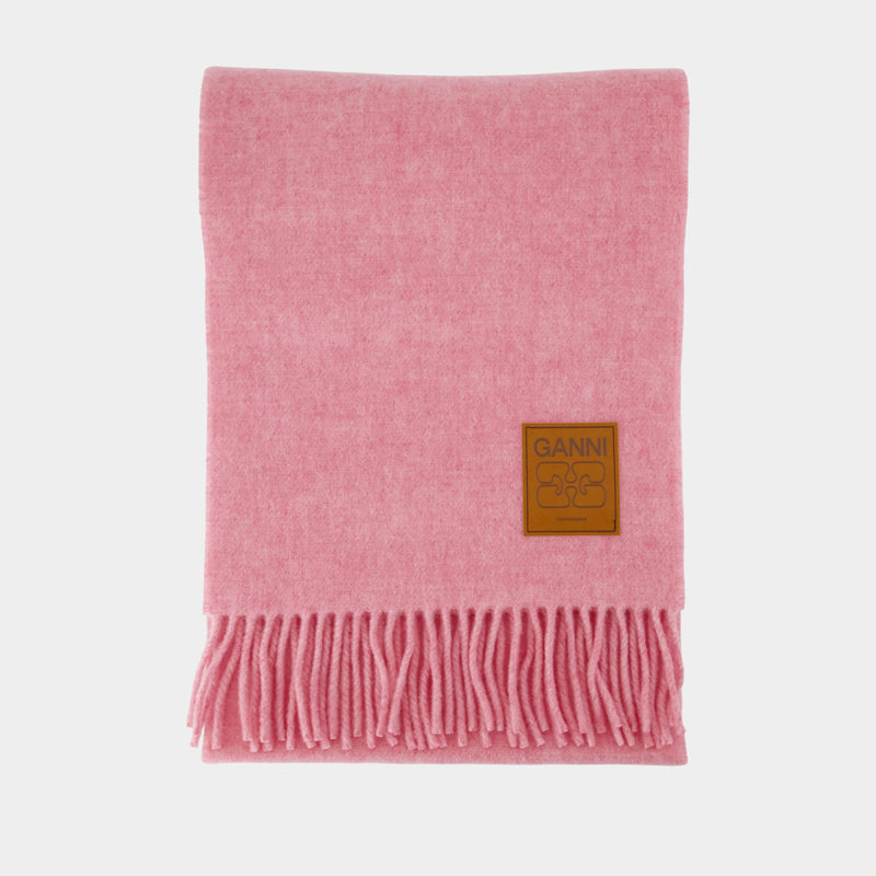 Écharpe Double Face Solid - Ganni - Laine - Rose