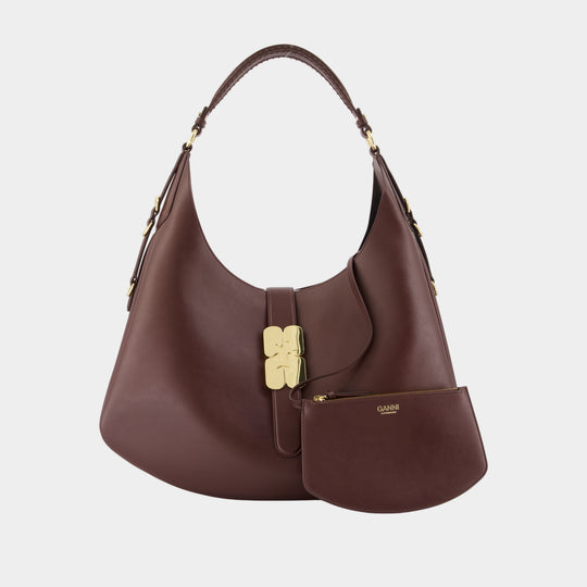 Sac Porté Épaule Kat Large - Ganni - Synthétique - Marron