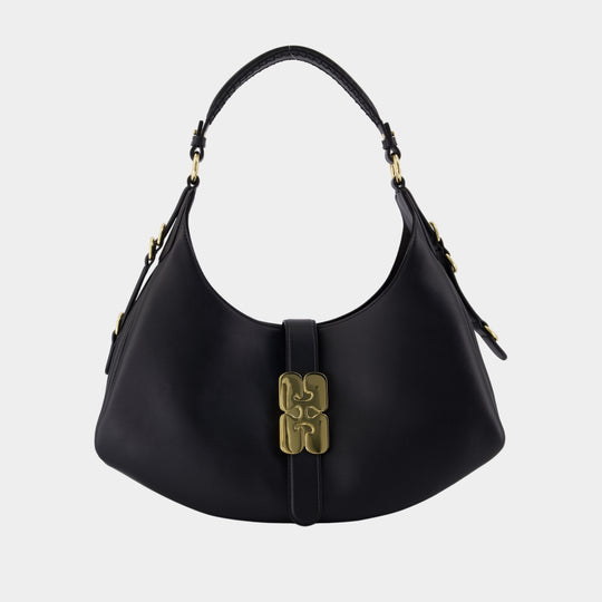 Sac Porté Épaule Kat Small Gold - Ganni - Cuir - Noir