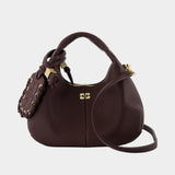 Sac À Main Mini Grained - Ganni - Synthétique - Marron