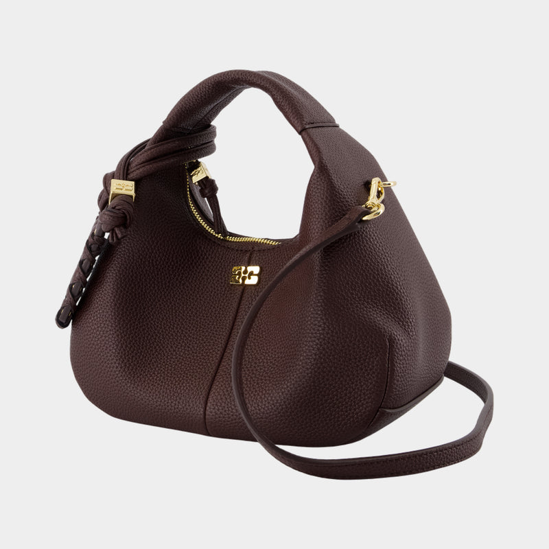 Sac À Main Mini Grained - Ganni - Synthétique - Marron