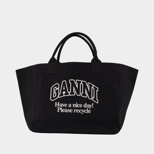 Cabas Xxl Pocket - Ganni - Coton - Noir