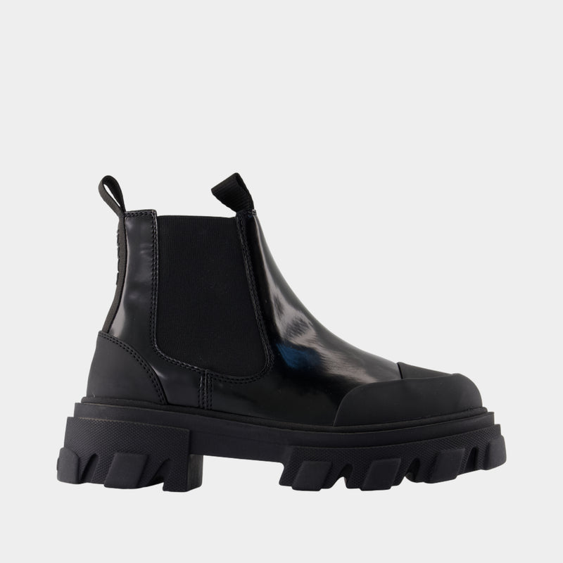 Bottines Low Chelsea - Ganni - Cuir - Noir