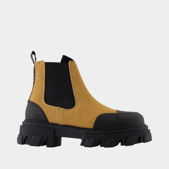 Bottines Low Chelsea - Ganni - Cuir - Marron