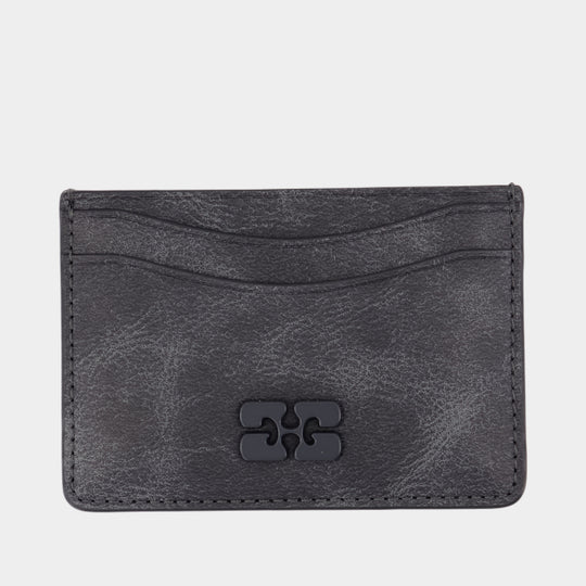 Porte-Carte Vintage - Ganni - Cuir - Gris