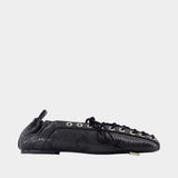 Ballerines Eyelets Lace Up Snake - Ganni - Synthétique - Noir