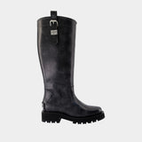 Bottes Studs Vintage - Ganni - Cuir - Gris