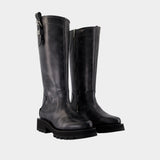 Bottes Studs Vintage - Ganni - Cuir - Gris