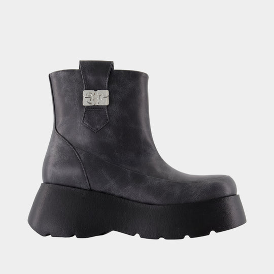 Bottines Kat Low Vintage - Ganni - Cuir - Gris