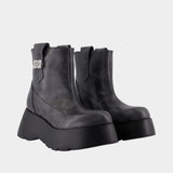 Bottines Kat Low Vintage - Ganni - Cuir - Gris