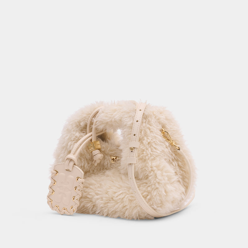 Sac À Main Mini Fur - Ganni - Synthétique - Blanc