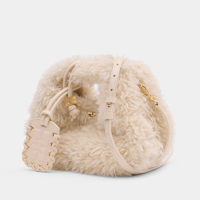 Sac À Main Mini Fur - Ganni - Synthétique - Blanc