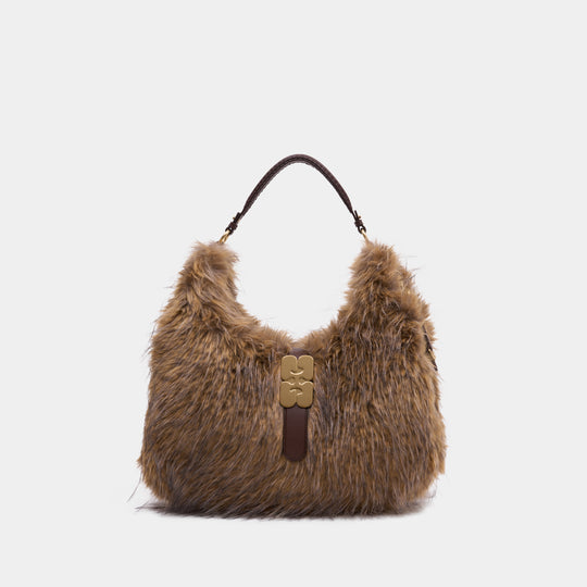 Sac Porté Épaule Kat Large Coyote - Ganni - Synthétique - Marron
