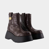 Bottines Kat Low Croco - Ganni - Cuir - Marron