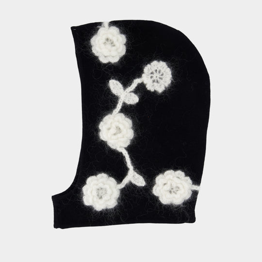 Bonnet Crochet Flowers - Ganni - Laine - Noir