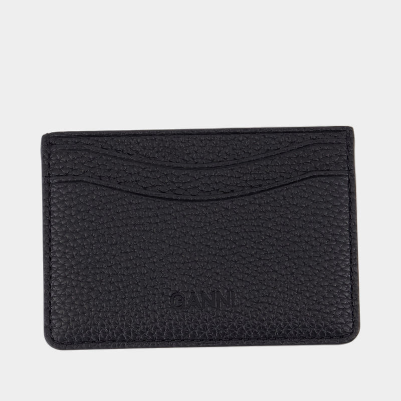Porte-Carte Bou Grained Gold - Ganni - Synthétique - Noir