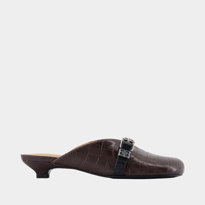 Sandales Sue Kitten Croco - Ganni - Synthétique - Marron