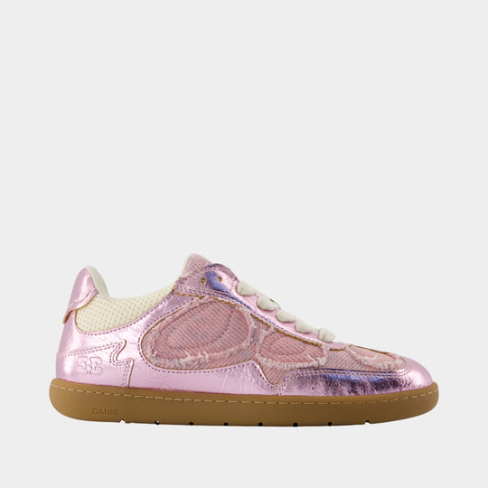 Sneakers Crinkle Metallic - Ganni - Synthétique - Rose