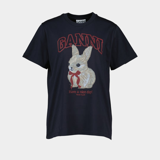 T-Shirt Basic Jersey - Ganni - Coton - Noir