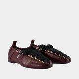 Ballerines Eyelets Lace Up Pelinova - Ganni - Cuir - Bordeaux
