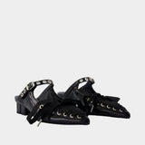 Mules Eyelets Lace Up - Ganni - Synthétique - Noir