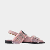 Ballerines Feminine Buckle Fringed - Ganni - Synthétique - Rose