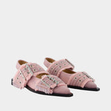 Ballerines Feminine Buckle Fringed - Ganni - Synthétique - Rose