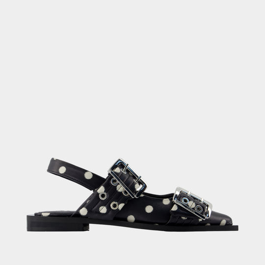 Ballerines Feminine Buckle Pelinova - Ganni - Cuir - Noir
