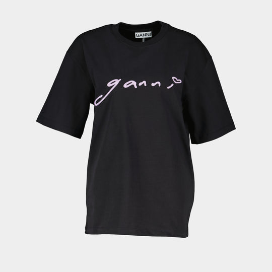 T-Shirt Relaxed Fit - Ganni - Coton - Noir